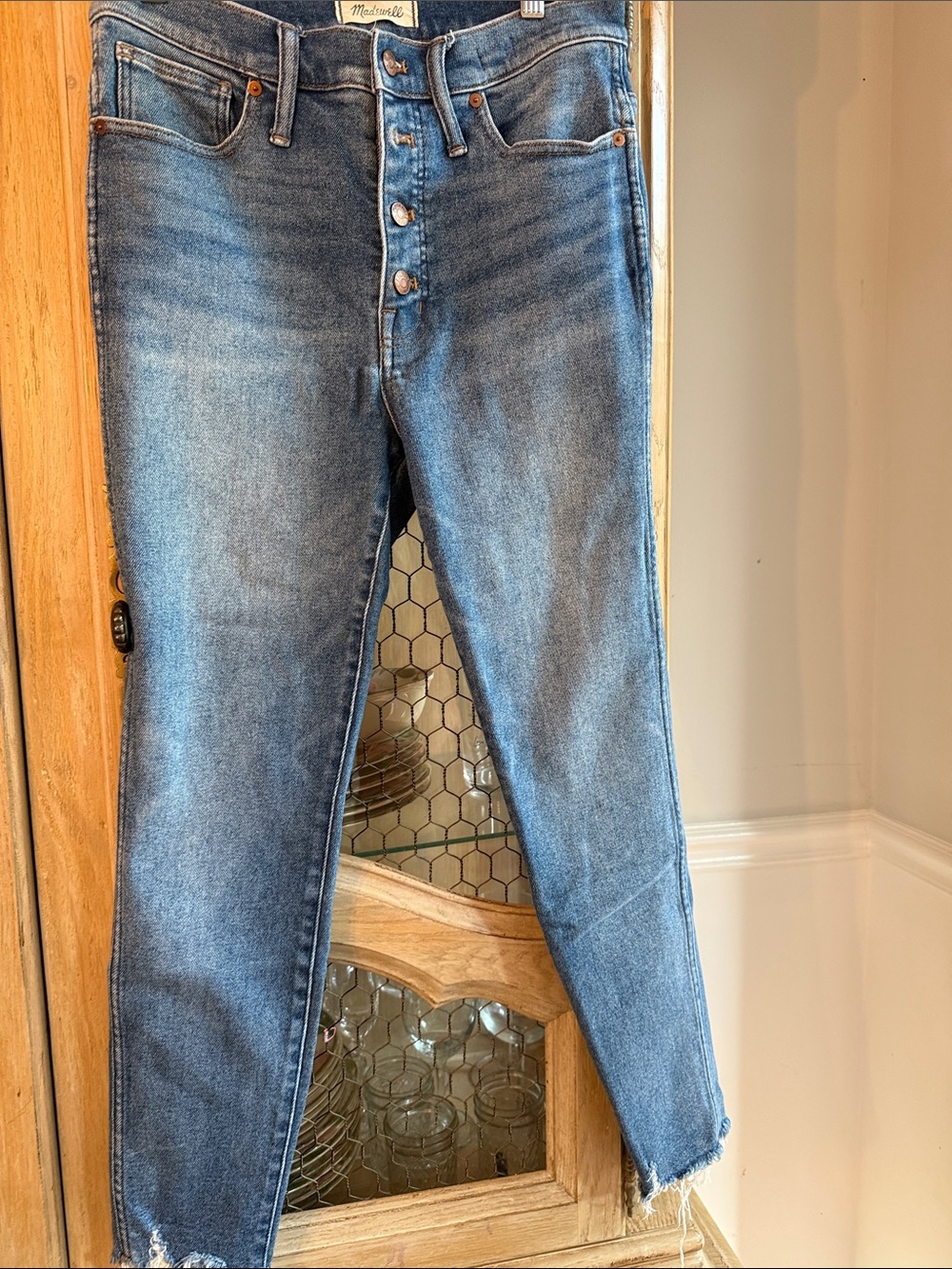 Madewell High Rise Button-Fly Ankle Jeans in Light Blue Wash